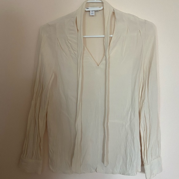 Topshop Cream ivory tie neck blouse - Picture 5 of 9